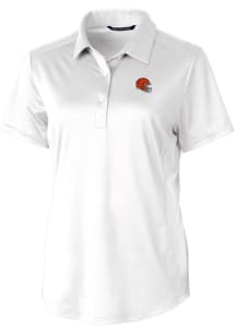 Cutter and Buck Cleveland Browns Womens White Helmet Prospect Short Sleeve Polo Shirt