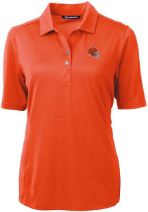 Cutter and Buck Cleveland Browns Womens Orange Helmet Virtue Eco Pique Short Sleeve Polo Shirt