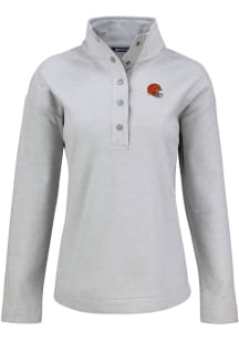 Cutter and Buck Cleveland Browns Womens Grey Helmet Hunts Point Qtr Zip