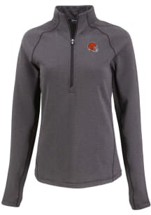 Cutter and Buck Cleveland Browns Womens Black Helmet Pehastin Qtr Zip