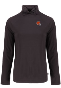 Cutter and Buck Cleveland Browns Womens  Helmet Coastline Eco Funnel Neck Crew Sweatshirt