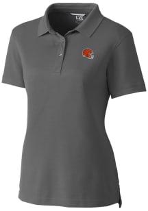 Cutter and Buck Cleveland Browns Womens Grey Helmet Advantage Short Sleeve Polo Shirt