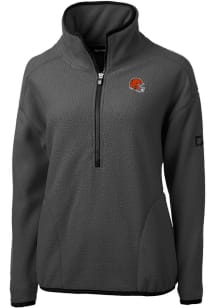 Cutter and Buck Cleveland Browns Womens Grey Helmet Cascade Sherpa Qtr Zip