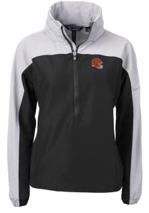 Cutter and Buck Cleveland Browns Womens Black Helmet Charter Eco Long Sleeve Pullover