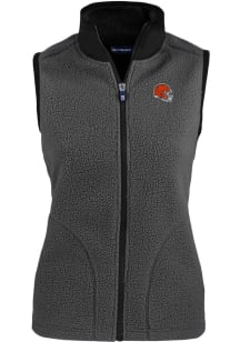 Cutter and Buck Cleveland Browns Womens Grey Helmet Cascade Sherpa Vest