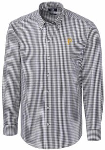 Cutter and Buck Pittsburgh Pirates Mens Charcoal Easy Care Gingham Long Sleeve Dress Shirt