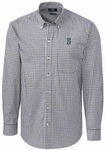 Cutter and Buck Seattle Mariners Mens Charcoal Easy Care Gingham Long Sleeve Dress Shirt