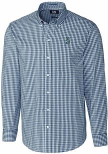 Cutter and Buck Seattle Mariners Mens Navy Blue Easy Care Gingham Long Sleeve Dress Shirt