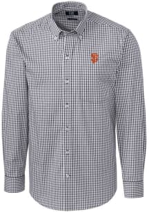 Cutter and Buck San Francisco Giants Mens Charcoal Easy Care Gingham Long Sleeve Dress Shirt