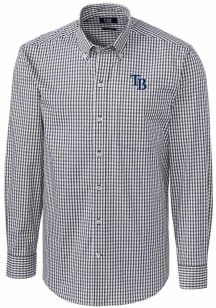 Cutter and Buck Tampa Bay Rays Mens Charcoal Easy Care Gingham Long Sleeve Dress Shirt