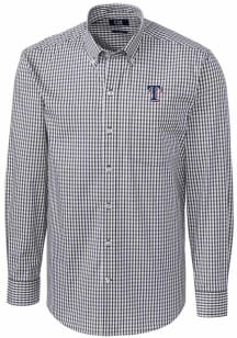 Cutter and Buck Texas Rangers Mens Charcoal Easy Care Gingham Long Sleeve Dress Shirt