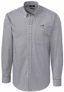 Cutter and Buck Toronto Blue Jays Mens Charcoal Easy Care Gingham Long Sleeve Dress Shirt