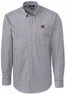 Cutter and Buck Washington Nationals Mens Charcoal Easy Care Gingham Long Sleeve Dress Shirt