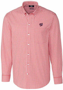 Cutter and Buck Washington Nationals Mens Red Easy Care Gingham Long Sleeve Dress Shirt
