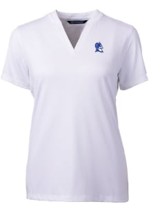 Cutter and Buck Duke Blue Devils Womens White Devil Head Forge Short Sleeve T-Shirt