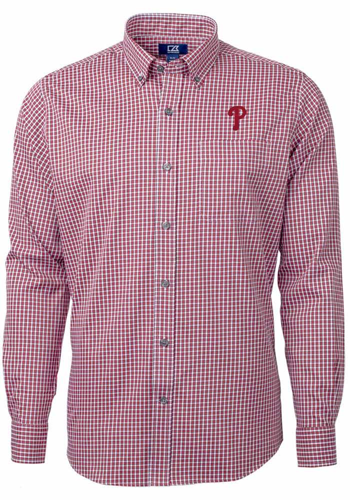 Men's Philadelphia Phillies Red/Royal Large Check Flannel Button-Up Long  Sleeve Shirt