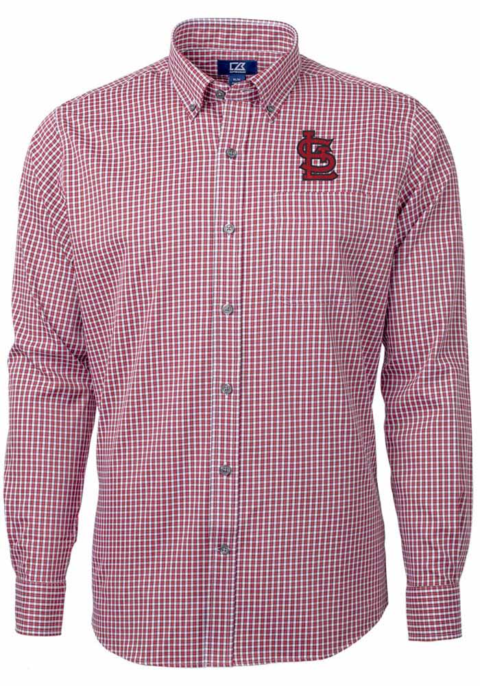 St. Louis Cardinals Cutter & Buck Versatech Multi Check Stretch Mens Long  Sleeve Dress Shirt - Cutter & Buck