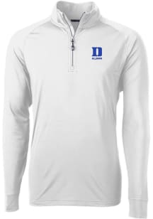 Cutter and Buck Duke Blue Devils Mens White Alumni Adapt Eco Knit Long Sleeve Qtr Zip Pullover