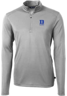 Cutter and Buck Duke Blue Devils Mens Grey Alumni Virtue Eco Pique Long Sleeve Qtr Zip Pullover