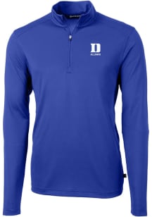 Cutter and Buck Duke Blue Devils Mens Blue Alumni Virtue Eco Pique Long Sleeve Qtr Zip Pullover