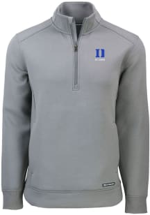 Cutter and Buck Duke Blue Devils Mens Grey Alumni Roam Long Sleeve Qtr Zip Pullover