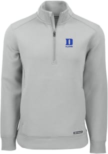 Cutter and Buck Duke Blue Devils Mens Grey Alumni Roam Long Sleeve Qtr Zip Pullover