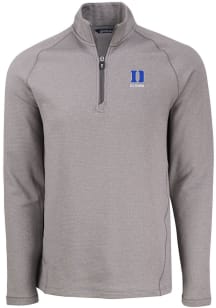 Cutter and Buck Duke Blue Devils Mens Grey Alumni Pehastin Long Sleeve Qtr Zip Pullover