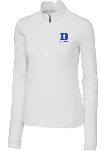 Cutter and Buck Duke Blue Devils Womens White Alumni Traverse Qtr Zip