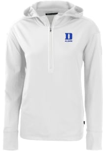 Cutter and Buck Duke Blue Devils Womens White Alumni Daybreak Hood Qtr Zip