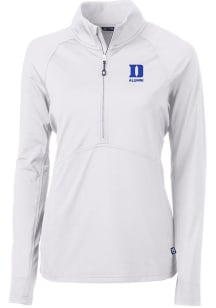 Cutter and Buck Duke Blue Devils Womens White Alumni Adapt Eco Qtr Zip