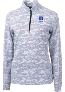 Cutter and Buck Duke Blue Devils Womens Charcoal Alumni Traverse Camo Qtr Zip