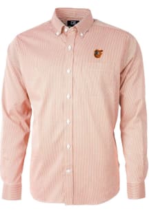 Cutter and Buck Baltimore Orioles Mens Orange Versatech Pinstripe Long Sleeve Dress Shirt