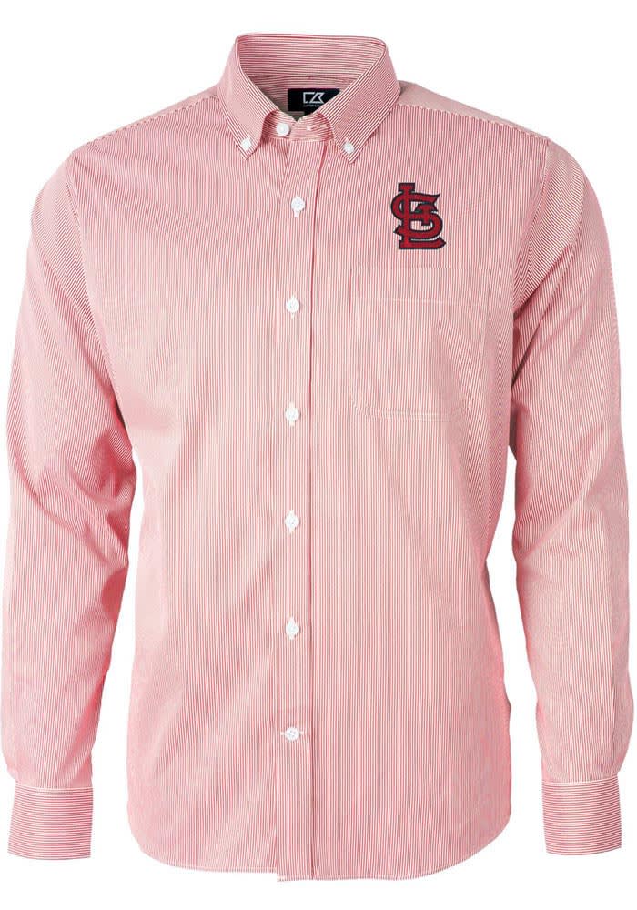 St. Louis Cardinals Cutter & Buck Short Sleeve Stretch Oxford Button-Down  Shirt - Charcoal