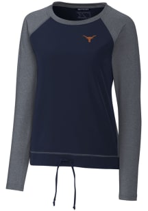 Cutter and Buck Texas Longhorns Womens Navy Blue Response Lightweight Long Sleeve Pullover