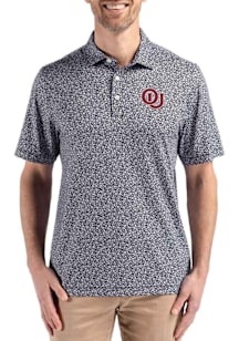 Cutter and Buck Oklahoma Sooners Black Vintage Pike Flora Big and Tall Polo