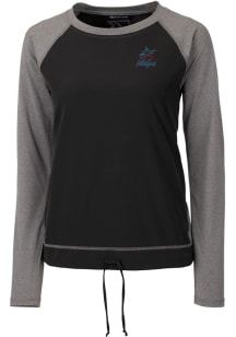 Cutter and Buck Miami Marlins Womens Black Response Lightweight Long Sleeve Pullover