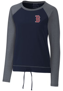 Cutter and Buck Boston Red Sox Womens Navy Blue Response Lightweight Long Sleeve Pullover