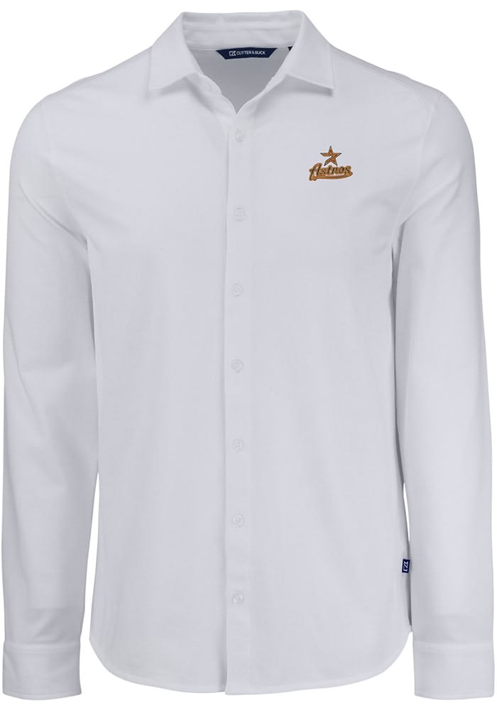 astros dress shirt Columbia Sportswear Men's Houston Astros Micro Logo Super Slack Tide Short Sleeve Shirt Navy Blue, X-Large