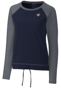 Cutter and Buck Toronto Blue Jays Womens Navy Blue Response Lightweight Long Sleeve Pullover