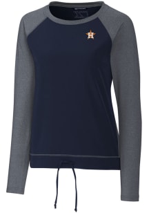 Cutter and Buck Houston Astros Womens Navy Blue Response Lightweight Long Sleeve Pullover