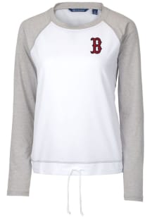 Cutter and Buck Boston Red Sox Womens White Response Lightweight Long Sleeve Pullover