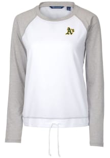 Cutter and Buck Oakland Athletics Womens White Response Lightweight Long Sleeve Pullover