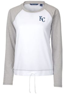 Cutter and Buck Kansas City Royals Womens White Response Lightweight Long Sleeve Pullover