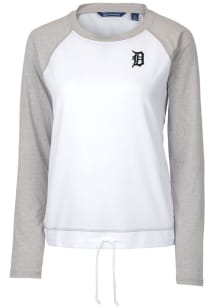 Cutter and Buck Detroit Tigers Womens White Response Lightweight Long Sleeve Pullover