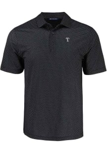 Cutter and Buck Texas Rangers Black Mono Shadow Check Big and Tall Polo