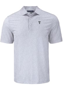 Cutter and Buck Texas Rangers Grey Mono Pike Flora Big and Tall Polo