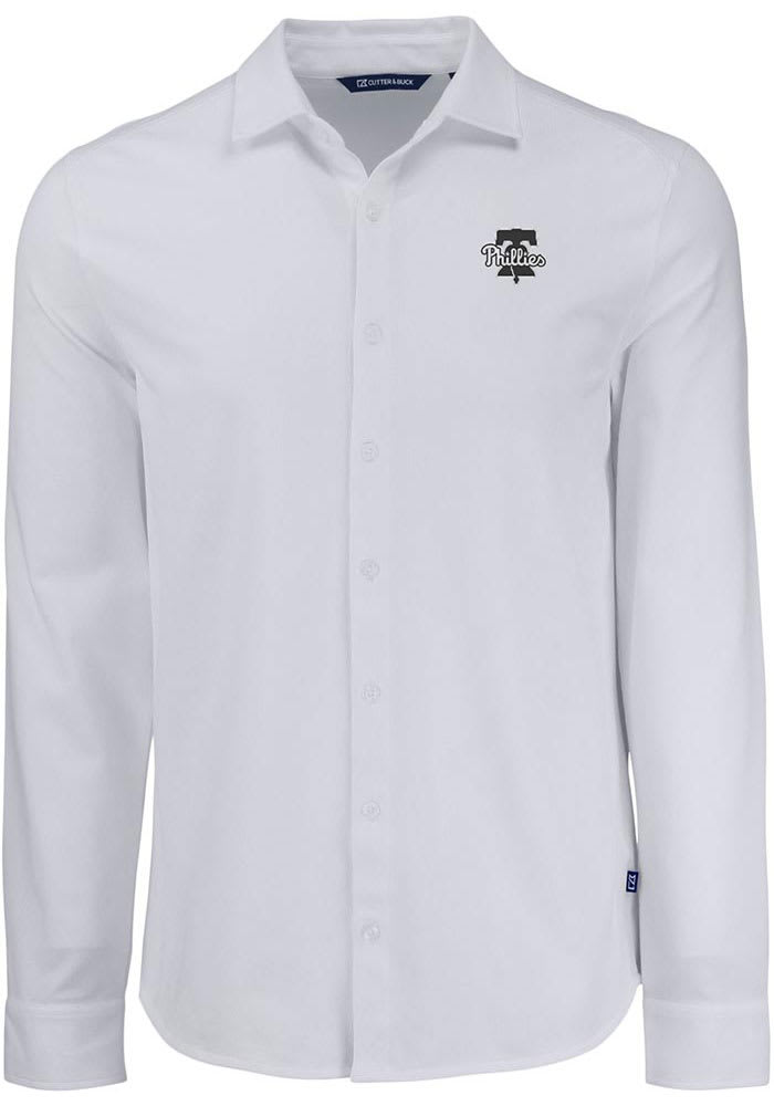 phillies dress shirt Philadelphia Phillies Long Sleeve Button Down Shirt | Men | Charcoal | XXL
