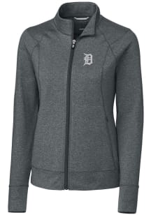 Cutter and Buck Detroit Tigers Womens Grey Shoreline Heathered Long Sleeve Full Zip Jacket