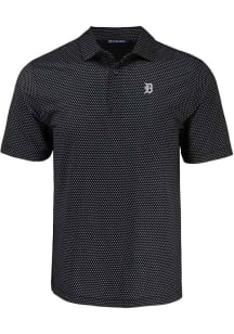 Cutter and Buck Detroit Tigers Mens Black Mono Pike Shadow Check Short Sleeve Polo
