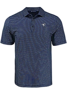 Cutter and Buck Toronto Blue Jays Mens Navy Blue Mono Pike Shadow Check Short Sleeve Polo